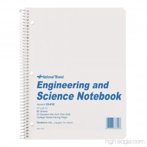 NATIONAL Engineering & Science Notebook White 11 x 8.5 60 Sheets (33610) - B001E69X52