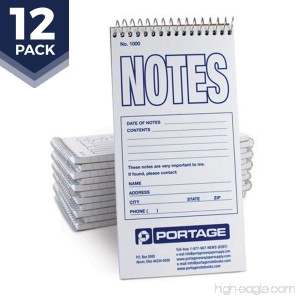 Portage Notes Narrow Ruled Notebook - Gregg Ruled 4” x 8” Professional Pocket Spiral Notebook - 140 Pages (12 Pack) - B007XVE3H0