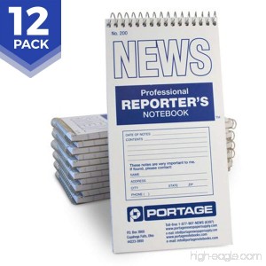 Portage Reporter’s Notebook – #200 Gregg Ruled 4” x 8” Professional Spiral Notebook for Taking Notes in the Field - 140 Pages (12 Pack) - B00KSLRG4E