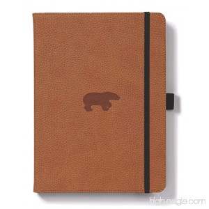 Dingbats Wildlife Medium A5+ (6.3 x 8.5) Hardcover Notebook - PU Leather Micro-Perforated 100gsm Cream Pages Inner Pocket Elastic Closure Pen Holder Bookmark (Grid Brown Bear) - B01BUBWTBK