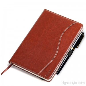 Hardcover Notebook/Journal with Thick Ruled/Lined A5 Paper (8.3 x 5.5) - 100gsm Ztotop Lay Flat 180° Perforated Leather Notebook with Pen Loop Brown - B07FKG8XLF