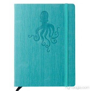 Red Co Journal with Embossed Octopus 240 Pages 5x 7 Dotted Turqoise - B0792JBX18