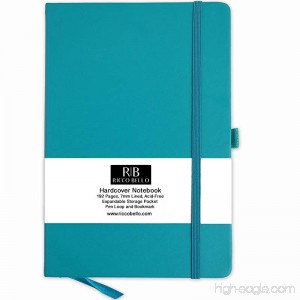 RICCO BELLO Classic Ruled Notebook with Pen Loop/Hardcover Banded Bookmark Expandable Pocket / 5.7 x 8.4 inches (Teal) - B071KDFSRJ
