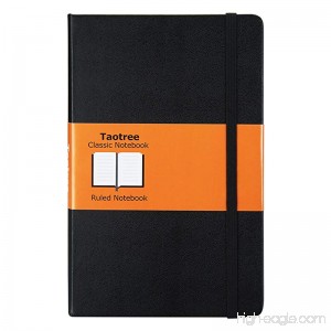 Taotree Classic Notebook Bullet Journal Hard Cover Executive Notebooks with Ruled/Lined A5 Paper and Inner Pocket Black Smooth Faux Leather 240 Pages 5.3”×8.3”- 70gsm Premium Paper - B07D77Q9J8