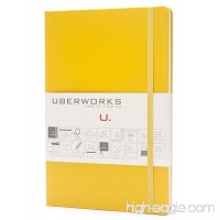 UBERWORKS Tehnik Classic Hardcover Dotted Notebook | Stay Organized | Premium Writing All Purpose  Bullet Journal  Planner  Organizer  BuJo | 192 A5 Dot-grid Pages with Back Folder  Labels | Yellow - B01N8U6ETK