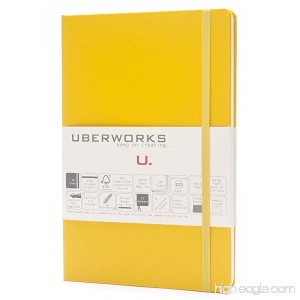 UBERWORKS Tehnik Classic Hardcover Dotted Notebook | Stay Organized | Premium Writing All Purpose Bullet Journal Planner Organizer BuJo | 192 A5 Dot-grid Pages with Back Folder Labels | Yellow - B01N8U6ETK