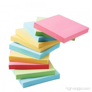 AIEX AIEX-01 Sticky Notes 4 Candy Colors Self-Stick Notes 100 Sheets/Pad 3 inch X 3 inch Easy Post (Pack of 10) - B076X1NRBP