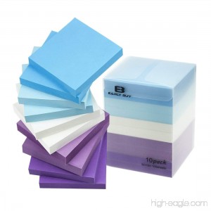 Early Buy 5 Water Color Sticky Notes Self-Stick Notes 3 in x 3 in 100 Sheets/Pad 10 Pads/Pack in Box - B07DQL22ZH