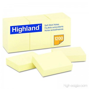 Highland 6539YW Self-Stick Notes 1 1/2 x 2 Yellow 100-Sheet (Pack of 12) - B00006JN7R