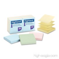 Highland 6549-PUA Pop-up Notes  3 x 3 Inches  Assorted Pastel Colors  12 Pack - B000TXX4E2