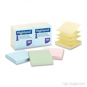 Highland 6549-PUA Pop-up Notes 3 x 3 Inches Assorted Pastel Colors 12 Pack - B000TXX4E2