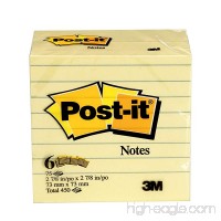 Post-it Notes  3 in x 3 in  Canary Yellow  Lined  6 Pads/Pack (5444) - B00063XZ1C