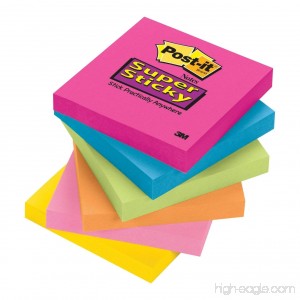 Post-it Super Sticky Notes 3 in x 3 in Assorted Bright Colors 6 Pads 90 Sheets/Pad (654-SSPK) - B01DURQAIA