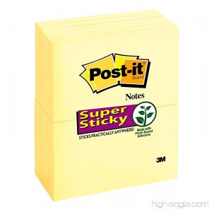 Post-it Super Sticky Notes 3 in x 5 in Canary Yellow 12 Pads/Pack (655-12SSCY) - B0002DOC54