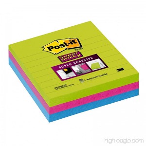 Post-it Super Sticky Notes 4 in x 4 in Assorted Bright Colors Lined 3 Pads/Pack - B000V7PGGU