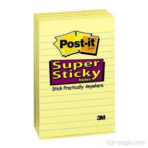 Post-it Super Sticky Notes 4 in x 6 in Canary Yellow Lined 5 Pads/Pack (660-5SSCY) - B0002DOEOS