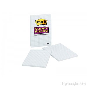 Post-it Super Sticky Notes 4 in x 6 in White with Blue Grid 6 Pads/Pack (660-SSGRID) - B004D7K164