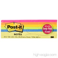 Post-itÂ® Notes  Original Pad  3 Inches x 3 Inches  Assorted Neon Colors  Value Pack  24 Pads per Pack (Total 2400) - B003I3TQ24