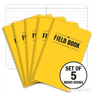 Field Notebook - 3.5x5.5 - Yellow - Lined Memo Book - Pack of 5 - B07488J6C2