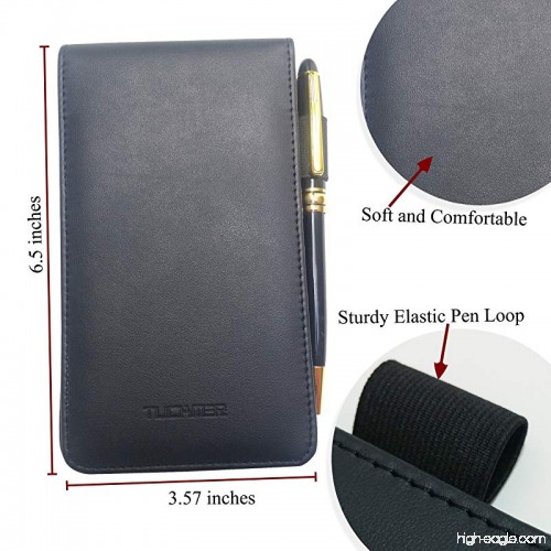 Pen Holder Loop Small Pocket PU Leather Business Notebook Lined Memo Pad Holder Jotter Book Steno Notepad 3.5-Inch X 5.5-Inch Note Pad 8 Digital Calculator Refillable Metal Ball Point Pen 