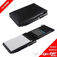 PLENTY Deluxe Leather Pocket Notebook Cover Jotter Organizer Memo Pad Holder with Calculator  50 Pages Note Paper  Pen and Business Card Slot - B01MFFUVBV