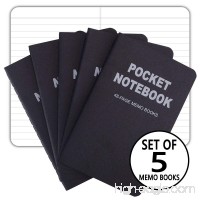 Pocket Notebook - 3.5x5.5 Field Journal Lined Memo Book Black Set of 5 - B07BJHBJFB