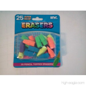 25 Pack of Multicolored Pencil Top Erasers - B00CZE2UVQ
