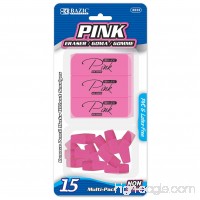 3 Pk. BAZIC Eraser Sets Eraser  Pink 12 Pencil top erarers and 3 regular erasers per set (36 Pencil/9 regular Erasers Total) - B07F1DKGBQ