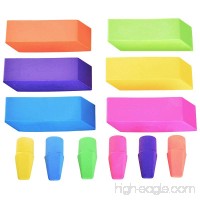 Emraw 6 Assorted Neon Color Pencil Bevel Eraser Rubber & Cap Top Set – Colors Included: Pink  Orange  Yellow  Green  Purple & Blue (6 Eraser & 6 Cap – 12-Pack) - B07C83Z8L8