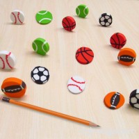 Erasers 60 Pcs Assorted Sports Ball Pencil Erasers For Kids - Holiday Gift  Children's Gift Party Favor  Great Fun!! By Mega Stationers - B01N8ZSOX0