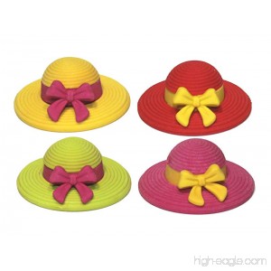 Lucore Hat and Bow Rubber Erasers - 12 pcs Colorful Women & Girls Sun Hat Shaped Miniature Puzzle Charms - B07DQTSHR1