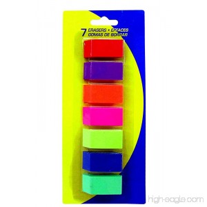 Neon Variety Color Beveled Eraser Set - 7-Count. (7 Pack) - B01M254VJF