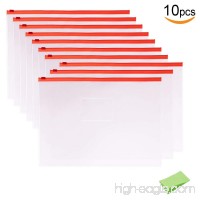 10 Pack Clear Plastic Poly Envelope Folder  Letter Size  Red Zippers by V-story - B07381DYFX