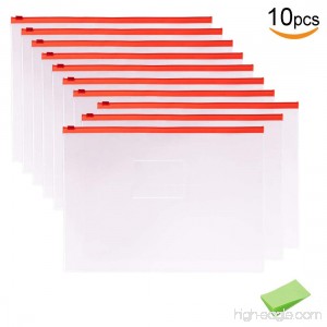 10 Pack Clear Plastic Poly Envelope Folder Letter Size Red Zippers by V-story - B07381DYFX