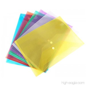Envelope Folders with Snap Button A4 Size Waterproof Transparent 6 Assorted Colors Premium Quality (24 Pack) - B07D5363GQ