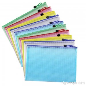File Bags A4 Plastic Zip File Paper Document Folder Bags Storage Pouch Document Storage Bag Pouch Zip File Folder Holder for Office School Family Supplies Business Travel 10pcs 5 Colors - B07F25H879