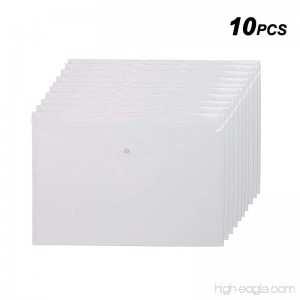 Morepack A4 Clear Document Folder Poly Envelopes Plastic Envelopes with Snap Button Closure 10PCS - B07CTKNWZS