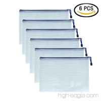 Plastic Mesh Zip Document Waterproof Zipper File Bags Storage Pouch with A4 Size Paper  6 PCS - B078MJCHFZ