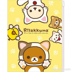 San-X Characters Clear File with 6 Pockets and 1 Zip Pocket Clear document folder A4 Size (Rilakkuma / cat) - B015VYONP2