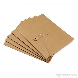 Zhi Jin 5Pcs Thick Kraft Paper A5 File Folder Organizer Expanding Document Holder Bag with String Tie Closure Office Supplies Horizontal - B073SRJ8XS