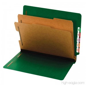 Globe-Weis/Pendaflex End Tab Classification Folders 2 Dividers 2-Inch Embedded Fasteners Letter Size Dark Green 10 Folders Per Box (23785GW) - B0072DM66O