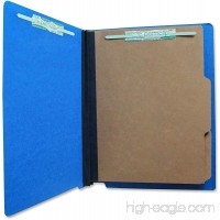 Pressboard End Tab Classification Folder with 6 Permclip Fasteners and 2 Natural Kraft Dividers- Cobalt Blue  Letter Size (15/Box) - B01MT6H7DV