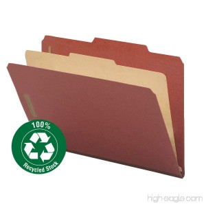 Smead 100% Recycled Pressboard Classification File Folder 1 Divider 2 Expansion Legal Size Red 10 per Box (18723) - B002MPPBIM