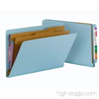 Smead End Tab Pressboard Classification File Folder with SafeSHIELD Fasteners  2 Dividers  2" Expansion  Legal  Blue  10 per Box (29781) - B001L1RF1Y