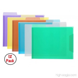 1InTheOffice Translucent Poly File Folders Assorted 12/Pack - B01N5F0P8N