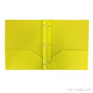 2 Pocket Plastic Folders with 3 Prong Fasteners (Pack of 3) (Yellow) - B07DZ13TD9