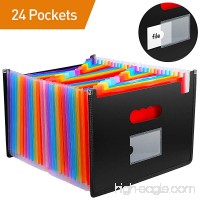 24 Pockets Portable Expanding File Folder Organizer/Thickened Plastic Multicolored A4 Expandable Accordion File Organizer with Colored Labels and 64 Sticky Labels High Capacity Plastic Stand Bag - B07CN22C56