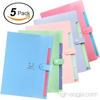 5 Pockets Expanding File Folders | Accordion Document & Paperwork Organizer  School & Office Supplies | A4 Letter Size  Button Closure |Storage Solution for Business  Home  Classroom |Pack of 5 Colors - B07CRLP476