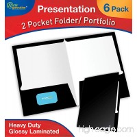 New Generation - Black - 2 Pocket Folder  Durable Heavy Duty Glossy Laminated  Business Presentation Portfolio Hold Letter Size sheets with a die-cut business card holder 6 Folders per PACK (BLACK) - B01KLMY0ZW
