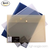 Skydue Clear Poly Filing Envelope Transparent Thick PP Waterproof File Holder Document Organizer with Snap Button Closure  9.6 13.4 inches  3 assorted Colors(3/Pack) - B076KC1G89